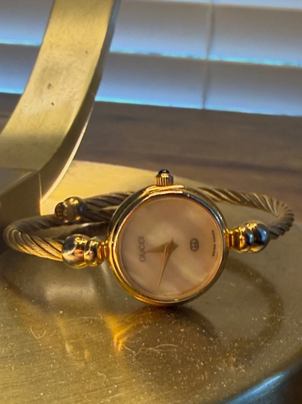 Gucci Two-Tone Cable Bangle Watch in Gold and Silver